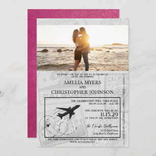 Magenta California Pass Wedding Einladung