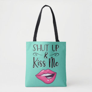 Magenta Cartoon-Lippen Shut up & kiss me aquamarin