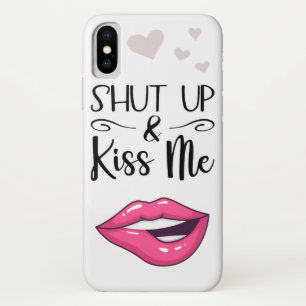 Magenta Cartoon lips Shut up & küssen mich weiß Case-Mate iPhone Hülle