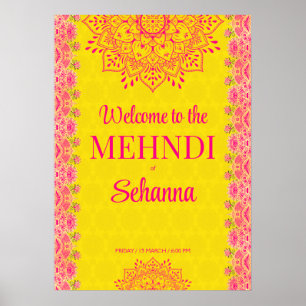 Magenta cerebrale Mehndi Begrüßungszeichen Poster
