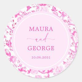 Magenta Chinoiserie Blume Bird Festival - Martha A Runder Aufkleber