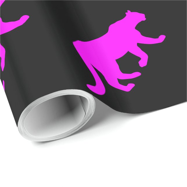Magenta Cougar Puma Silhouette Geschenkpapier (Rolleneckpunkt)