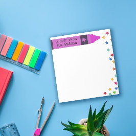Magenta Crayon & Stars Farbenfrohe Note von Lehrer Notizblock
