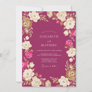 Magenta Cream Floral Hochzeit Einladung
