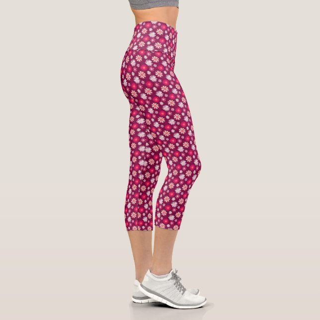 Magenta Daisy Design Capri Leggings (Rechts)
