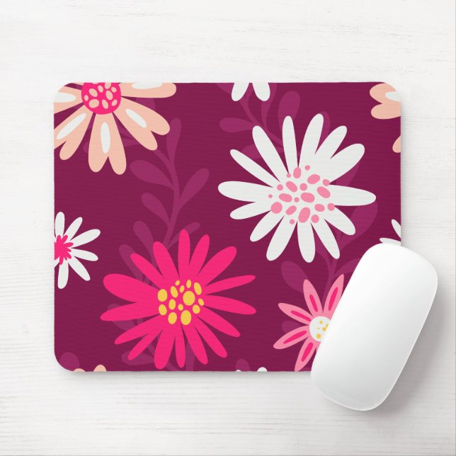 Magenta Daisy Design Mousepad (Mit Mouse)