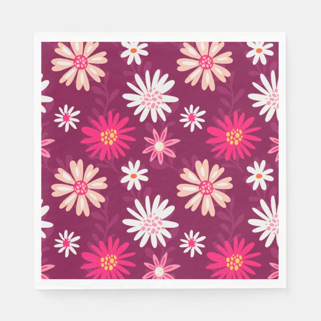 Magenta Daisy Design Serviette (Vorderseite)