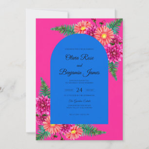 Magenta-Daisy-Kobalt-Eukalyptus-Hochzeit Einladung