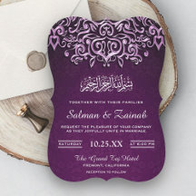 Magenta Damask Islamische Hochzeitseinladung