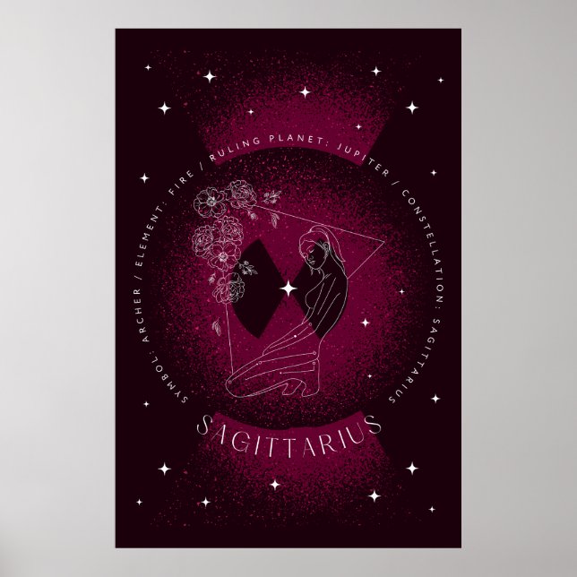 Magenta Dark Sagittarius Poster Portrait (Vorne)
