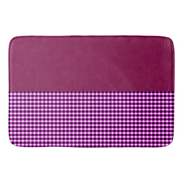 Magenta Denim und Tartan, Memory Foam Bathmat Badematte (Vorderseite)