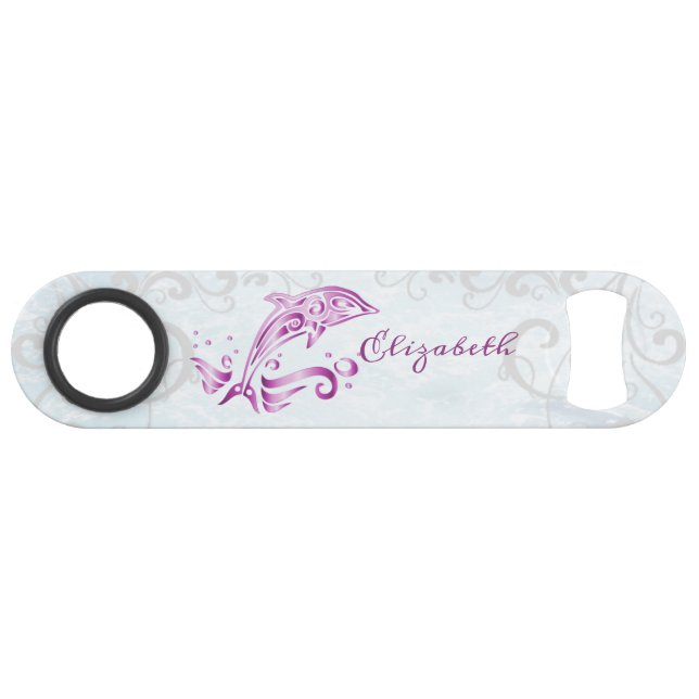 Magenta Dolphin Personalisiert Bottle Opener Speed Flaschenöffner (Vorderseite (Horizontal))