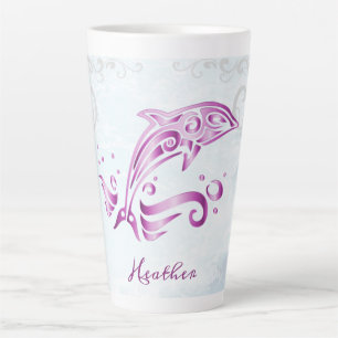 Magenta Dolphin Personalisiert Latte Tasse