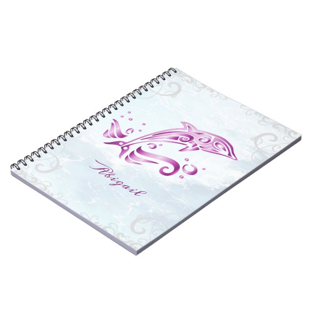 Magenta Dolphin Personalisiert-Notebook Notizblock (Linke Seite)