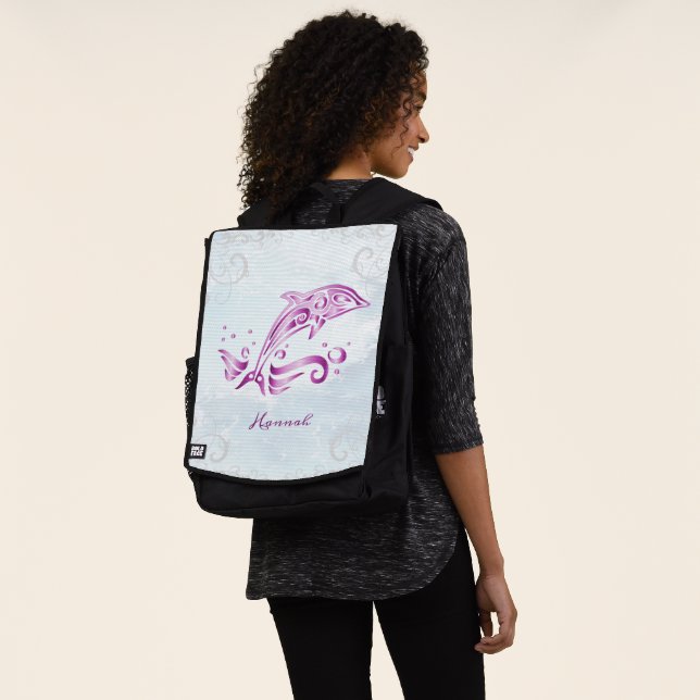 Magenta Dolphin Personalisierter Rucksack (Ausgewaschen)