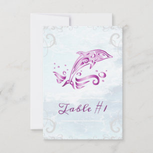 Magenta Dolphin Wedding Table Card Einladung