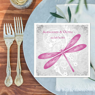Magenta Dragonfly Brautparty Napkin Serviette