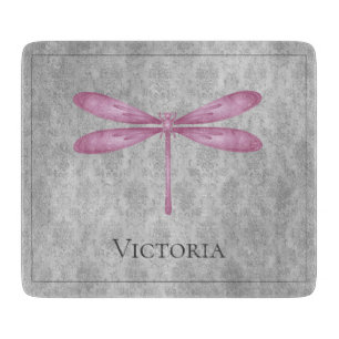 Magenta Dragonfly Damask Schneidebrett