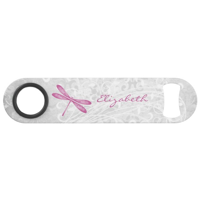 Magenta Dragonfly Personalisiert Bottle Opener Speed Flaschenöffner (Vorderseite (Horizontal))