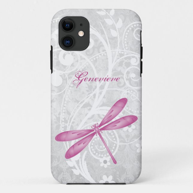 Magenta Dragonfly Personalisiert Case-Mate iPhone Hülle (Rückseite)