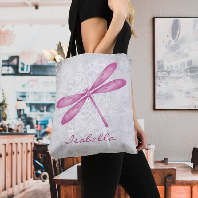 Magenta Dragonfly Personalisiert Tote Bag (Magenta Dragonfly Personalized Tote Bag)