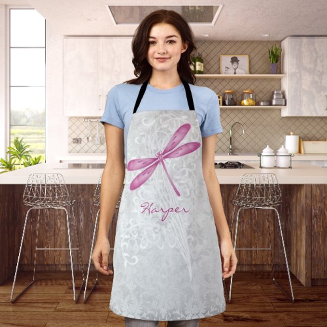 Magenta Dragonfly Personalisierte Schürze (Magenta Dragonfly Personalized Apron)
