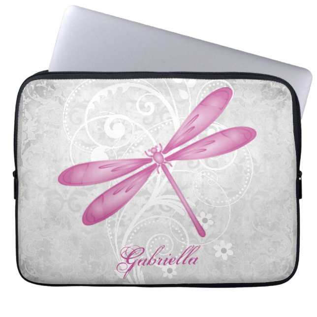 Magenta Dragonfly Personalisierter Laptop-Sieb Laptopschutzhülle (Vorderseite)