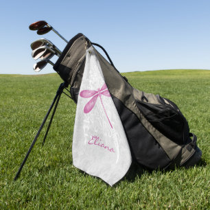 Magenta Dragonfly Personalisiertes Golfhandtuch
