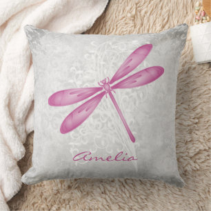 Magenta Dragonfly Personalisiertes Throw Kissen
