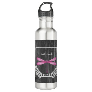 Magenta Dragonfly Rustikal Personalisiert Edelstahlflasche