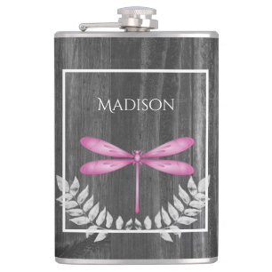 Magenta Dragonfly Rustikale Flasche Flachmann