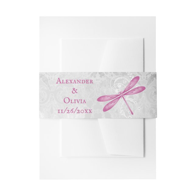 Magenta Dragonfly Wedding Invite Bly Band (Vorderseite Beispiel)