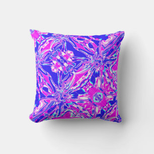 Magenta Dunkelblau Weiße Blume Diagonale Paisley Kissen