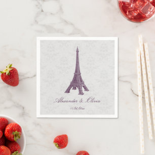 Magenta Eiffel Tower Damask Brautparty Serviette