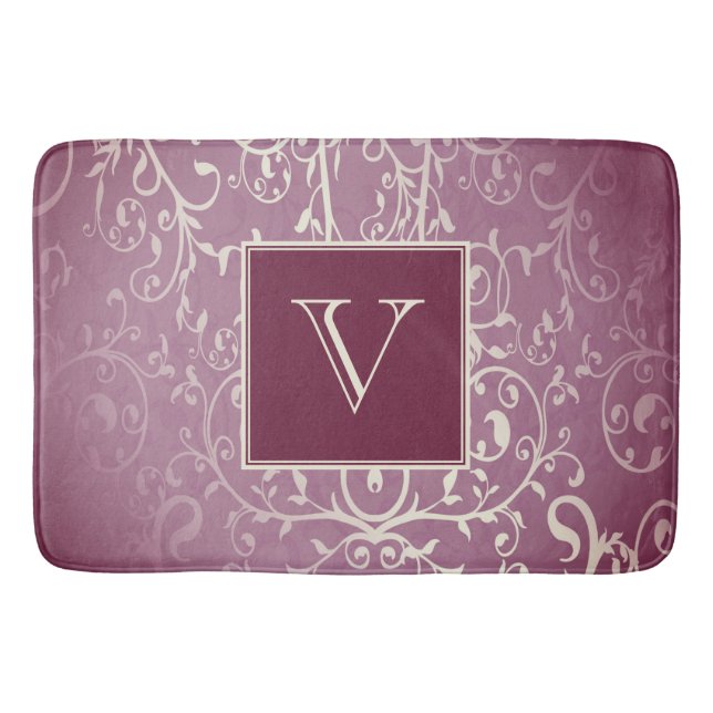 Magenta Elegant Blühe Monogram Bath Mat Badematte (Vorderseite)