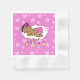 Magenta Ethnic Baby Girl Hearts and Stars Serviette