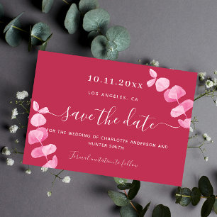 Magenta eucalyptus Hochzeit speichern Sie das Datu Save The Date