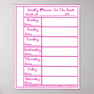 Magenta Fabric Schriftart Weekly Planner am 7. Tag Poster