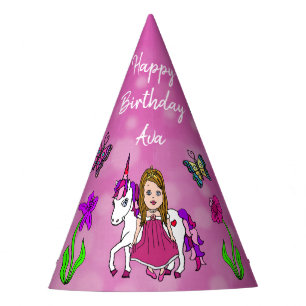 Magenta Fairy und Unicorn Geburtstagshut Partyhütchen