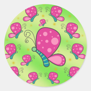 Magenta-Farb-Schmetterlings-Aufkleber Runder Aufkleber