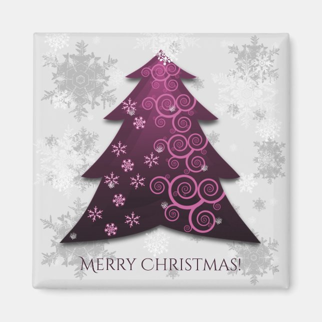 Magenta Festival Weihnachtsbaum Magnet (Vorne)