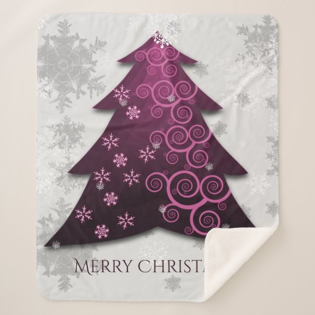 Magenta Festival Weihnachtsbaum Sherpa Blanket Sherpadecke (Vorderseite)