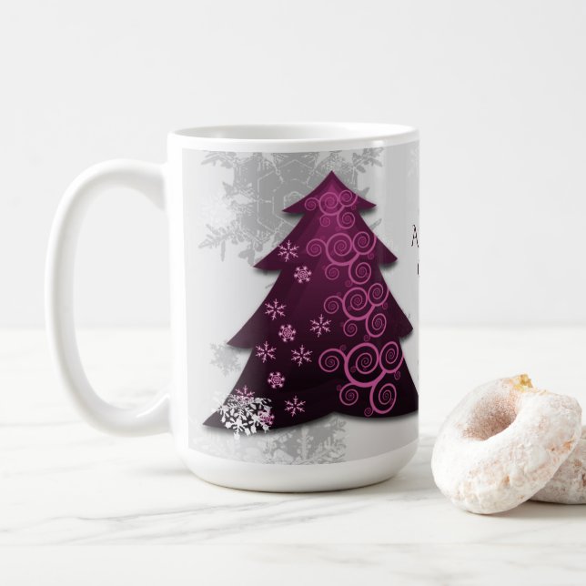Magenta Festliche Weihnachtsbaum Kaffeezucht Tasse (Mit Donut)