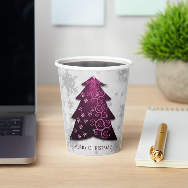 Magenta festliche Weihnachtsbaum Papier Cup Pappbecher (InSitu)