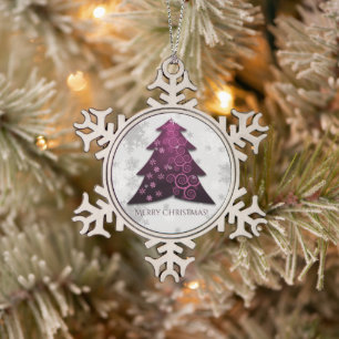 Magenta Festlicher Weihnachtsbaum Snowflake Schneeflocken Zinn-Ornament