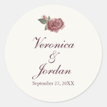 Magenta Floral Custom Wedding Stickers