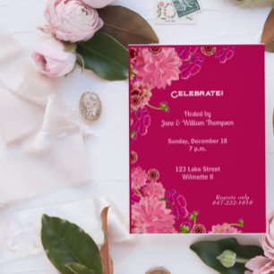 Magenta floral  einladung