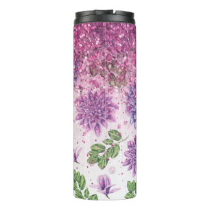 *~* Magenta Floral Sukkulärer Glitzer Girly Thermosbecher