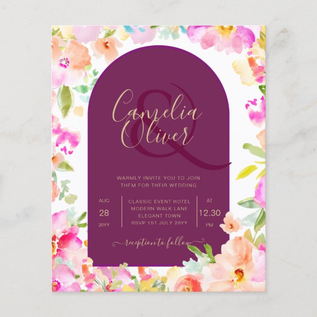 Magenta Floral Wedding Flyer (Vorne)