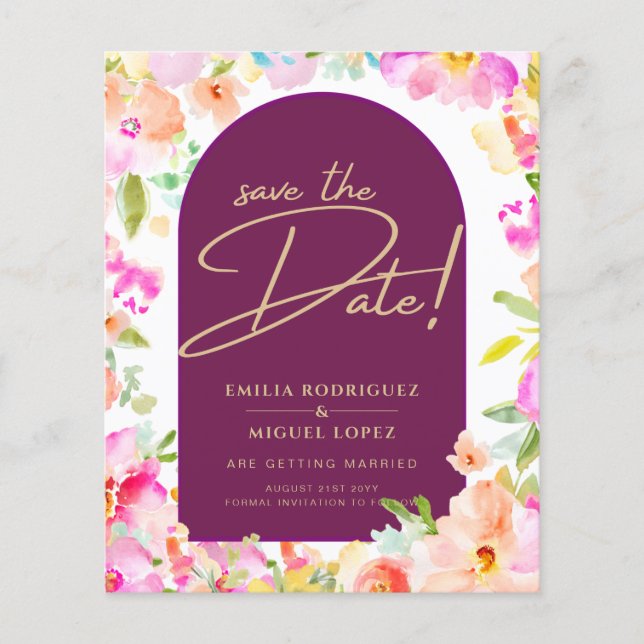 Magenta Floral Wedding Flyer (Vorne)